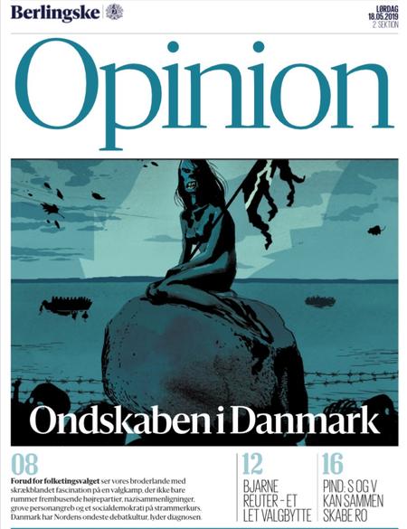 Sagen drejer sig blandt andet om denne forside på Berlingskes debatforside 18. maj 2019. Foto: Screendump 