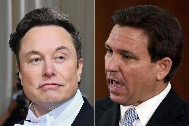 Twitter-ejer Elon Musk vil onsdag interviewe Florida-guvernør Ron DeSantis, der her vil annoncere sit kandidatur til præsidentvalget i USA i 2024. Det sker i en livestreamet samtale på Twitter ved midnat onsdag dansk tid. Foto: Angela Weiss, Cheney Orr/Ritzau Scanpix