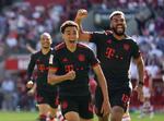 Den 20-årige Jamal Musiala sikrede Bayern München endnu et mesterskab, da han scorede kort efter,  han var blevet indskiftet.  Foto: Thilo Schmuelgen/Ritzau Scanpix