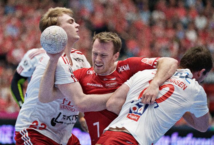 Med 11 mål blev Aalborg-playmakeren Felix Claar en stor profil i DM-semifinalen mod Fredericia. Foto: Henning Bagger/Ritzau Scanpix