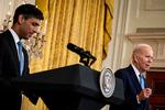 USA's præsident Joe Biden havde besøg af den britiske premierminister Rishi Sunak i Det Hvide Hus den 8. juni, 2023. Foto: Brendan Smialowski/Ritzau Scanpix