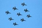 Ni F-16 fly over København i januar 2020 i anledning af, at det var 40 år siden, flytypen kom til Danmark. Arkiv Jens Dresling