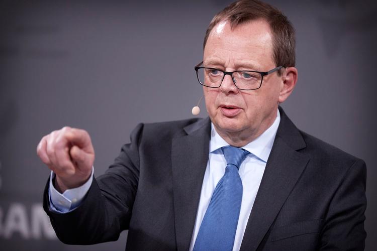 Christian Kettel Thomsen, direktør i nationalbanken, fotograferet ved et tidligere pressemøde.  Foto: Jens Dresling