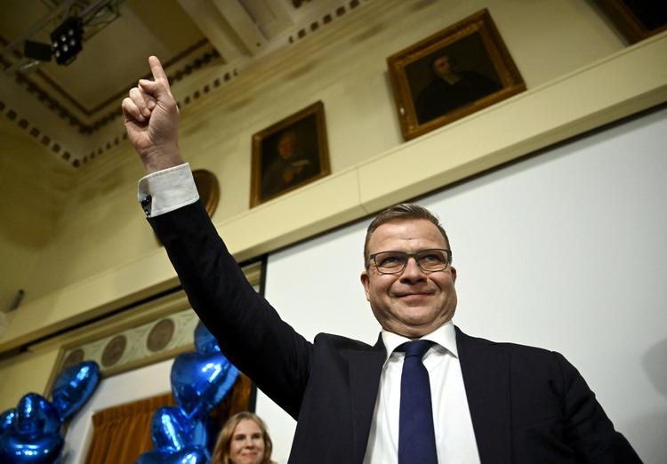 Den konservative leder for det finske Samlingspartiet, Petteri Orpo, ved valgfesten i april.  Foto: Lehtikuva/Ritzau Scanpix