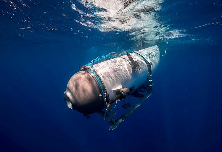 Udateret billede af den forsvundne ubåd 'Titan' på vej ned på havets dyb. Foto: Handout/Ritzau Scanpix/OceanGate Expeditions