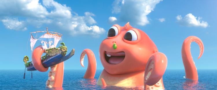 Så til søs. Skibet 'Argo' er atter stået til havs, men møder en legesyg badedyrsudgave af det mytiske søuhyre Kraken.  Foto: Still fra filmen