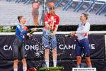 Emma Norsgaard vinder guld, Cecilie Uttrup Ludwig vinder sølv og Julie Nielsen Maribo bronze i kvindernes DM enkeltstart i Aalborg. Foto: Bo Amstrup/Ritzau Scanpix