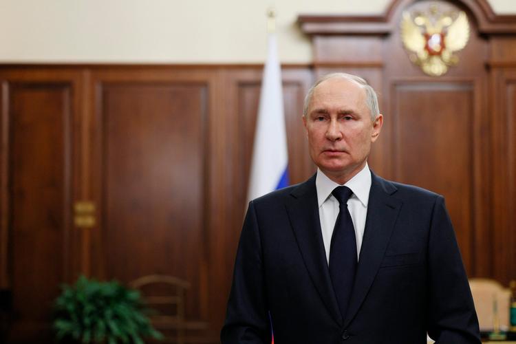 Det var en svækket Putin, der mandag aften forsøgte at samle nationen efter Wagner-gruppens oprør i weekenden. Foto: Gavriil Grigorov/Ritzau Scanpix