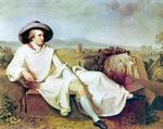 Gotthe som henslængt cowboy i Campanien med hatten på sned, kappen som tæppe og et cool look som en tough rytter, som snart drager videre hen over den italienske prærie ... Foto: Johann Heinrich Wilhelm Tischbein