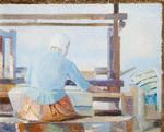 'Ved væven' hedder dette maleri, som Marie Krøyer har lavet i 1890'erne.  Foto: Skagens Kunstmuseer