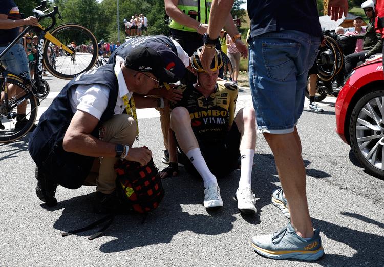 Jumbo-Vismas Nathan Van Hooydonck var blandt de ryttere, der styrtede på søndagens etape i Tour de France.   Foto: Benoit Tessier/Ritzau Scanpix