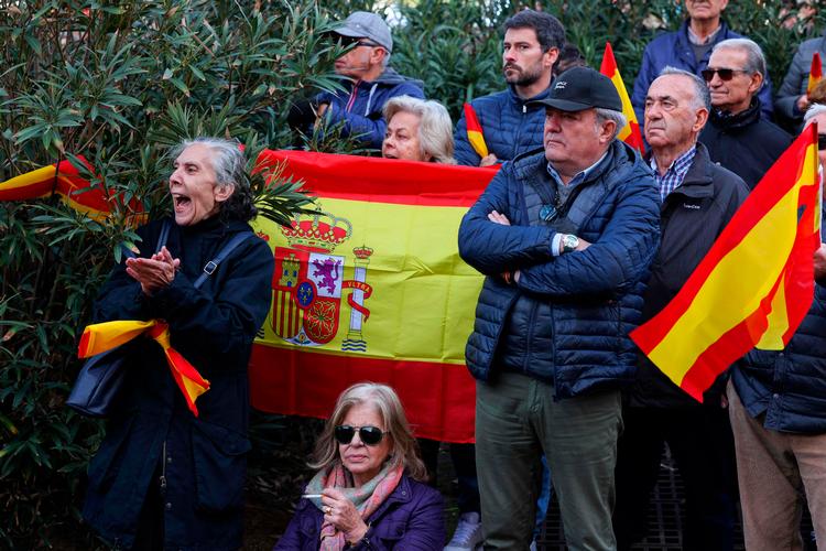 Nationalisme og kamp for Spaniens enhed, modstand mod 'klimahysteri' og feminisme samler millioner af spaniere bag partiet Vox, der i meningsmålingerne ligger til 13-15 procent af stemmerne, og som deltager i flere lokale regeringer som i Valencia-området.  Foto: Pierre-philippe Marcou/Ritzau Scanpix
