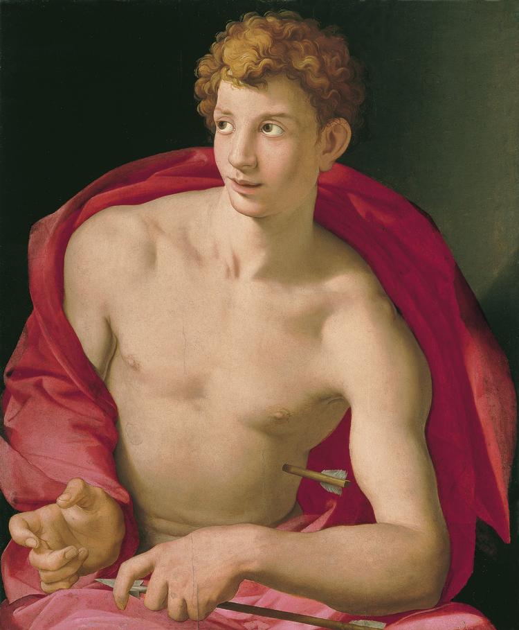 Den unge mand som er klædt ud som St. Sebastian blev malet af Bronzino i 1533 og er blevet et ikon for mandligt homoseksuelt begær.  Foto:  Google Art Project - Public Domain