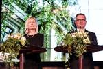 Alt åndede fordragelighed, da Riikka Purra, leder af det yderliggående højrefløjsparti De Sande Finner, i juni gik med i en ny regering under ledelse af Petteri Orpo, formand for det konservative parti Samlingspartiet.  Foto: Staff/Ritzau Scanpix