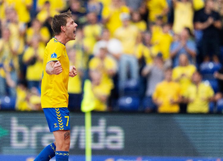 Nicolai Vallys scorede for Brøndby mod Lyngby.  Foto: Claus Bech/Ritzau Scanpix