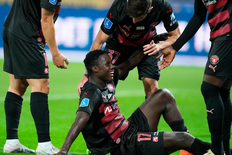 Portugisiske Francolino scorede hattrick torsdag aften for FC Midtjylland hjemme mod Omonia. Foto: Claus Fisker/Ritzau Scanpix