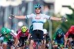 Fabio Jakobsen var hurtigst, da 4. etape af PostNord Danmark Rundt blev afgjort i en massespurt i Bagsværd.  Foto: Mads Claus Rasmussen/Ritzau Scanpix