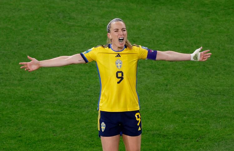 Kosovare Asllani var igen ved dette VM med til at sikre de svenske kvinder en medalje.  Foto: Amanda Perobelli/Ritzau Scanpix