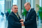 Den ungarske ministerpræsident, Viktor Orbán, og Tyrkiets præsident, Recep Tayyip Erdogan, mødes søndag i Budapest. I marts mødtes de to også i Istanbul. Foto: Uncredited/Ritzau Scanpix