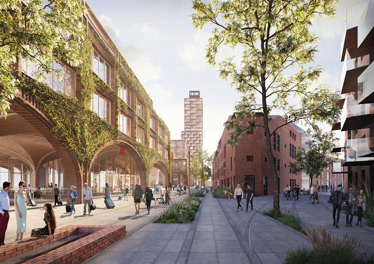 Visualisering af det nye område ved Ny Ellebjerg Station, som i fremtiden vil blive omdøbt til København Syd. Foto: Holscher Nordberg og Adept