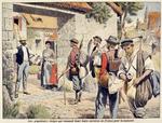 Belgiske landarbejdere søger om arbejde hos en fransk landmand, Illustration fra magasinet Le Petit Journal Illustré, 1908. Foto: Musée national de l’histoire de l' immigration 