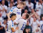 FCK's Denis Vavro scorer til 2-0 og jubler med Lukas Lerager og Mohamed Elyounoussi under superligakampen mellem FC København og Viborg. Foto: Liselotte Sabroe/Ritzau Scanpix
