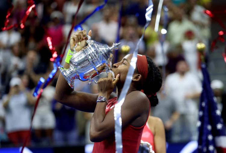 Med sine 19 år er Coco Grauff den yngste vinder af US Open siden Serena Williams' sejr i 1999. Efter kampen takkede hun alle dem, der ikke har troet på hende. Foto: Mike Segar/Ritzau Scanpix