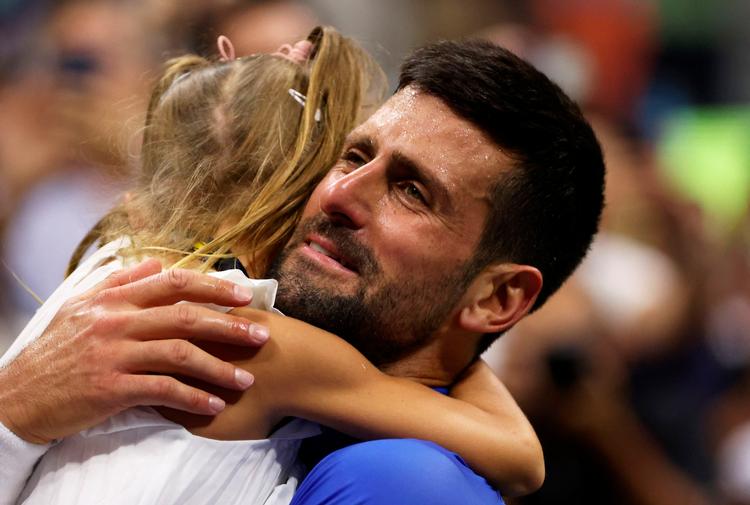 Novak Djokovic fejrede sejren sammen med sin datter. Foto: Clive Brunskill/Ritzau Scanpix