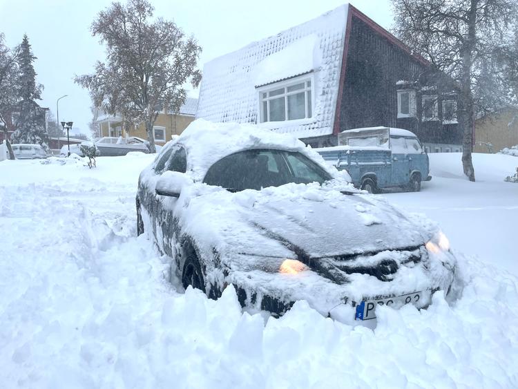 I Kiruna i det nordlige Sverige er der faldet 38 centimeter sne. Foto: 200 Kenneth Paulsson/Ritzau Scanpix