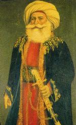 Portrættet forestiller angiveligt mamelukken Murad Bey, der stammede fra det nordvestlige Kaukasien og havde ansvaret for en afdeling af ryttersoldater omkring 1800 – sandsynligvis et af Napoleons tre mameluk-kompagnier. Billedet har været trykt i det franske magasin Gloire &amp; Empire, kunstneren er ukendt. Foto: /Wikimedia Commons