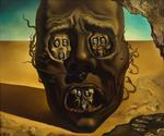 Gå helt tæt på maleriet, 'Krigens ansigt' (1940) og se hvordan Salvador Dalí har lavet aftryk med sine hænder i billedets kant. Og hvordan ansigterne fortsætter i det uendelige indad i billedet. Det er malet mellem afslutningen på Den Spanske Borgerkrig og begyndelsen af Anden Verdenskrig. Foto: Salvador Dalí, Fundació Gala-salvador Dalí. Photo: Studio Tromp