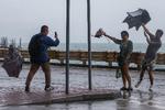 Nogle beboere i Hongkong tog ud for at se tyfonen på nært hold. Foto: Tyrone Siu/Ritzau Scanpix