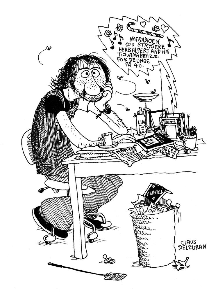 Selvportræt – tegneren skånede ingen for kartoffeltuden, heller ikke sig selv. Tegning: Claus Deleuran