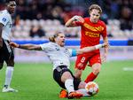 Den enlige målscorer Andreas Schjelderup viste i FC Nordsjællands 1-0-sejr over Vejle de kvaliteter, der for et års tid siden gjorde ham til en af de største stjerner i Superligaen: Målnæse, et godt blik for spillet, evnen til at navigere i små rum, snævre driblinger og et fint drev med bolden. Foto: Liselotte Sabroe/Ritzau Scanpix