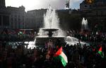 Demonstranter på Trafalgar Square i London den 4. november efterlyser en våbenhvile mellem Israel og Hamas.  Foto: Justin Tallis/Ritzau Scanpix