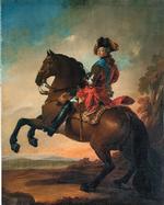 Maleren Carl Gustaf Pilos rokokoportræt af Frederik V fremstiller kongen som hærfører, mens baggrunden forsvinder i søde pastelfarver.  Foto: Carl Gustaf Pilo / Statens Museum for Kunst