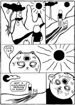 Hovedpersonen Cat er en kat, der har en kat, som er en kat. Lyder det forvirrende? Det kan godt lade sig gøre i Matilde Digmanns univers. Foto: Illustration fra bogen