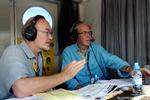 Jørn Mader og Jørgen Leth i aktion under Touren i sommeren 2003. Foto: Thomas Sjørup