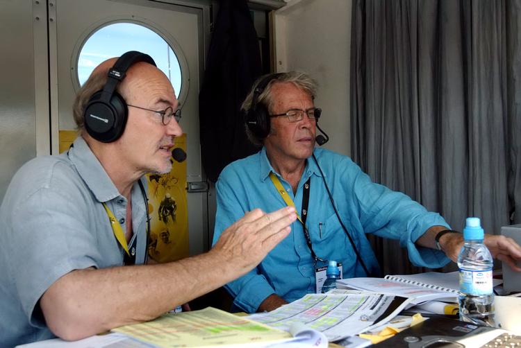Jørn Mader og Jørgen Leth i aktion under Touren i sommeren 2003. Foto: Thomas Sjørup
