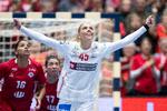 Julie Scaglione scorede 7 gange og blev dansk topscorer i sin VM-debut. Foto: Bo Amstrup/Ritzau Scanpix