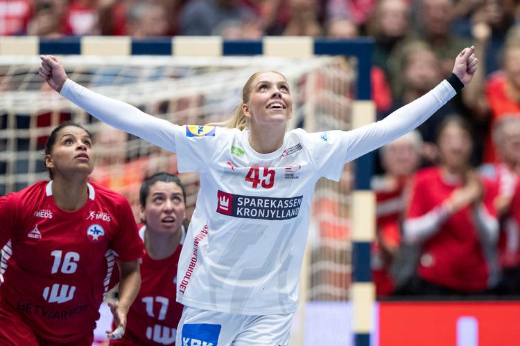 Julie Scaglione scorede 7 gange og blev dansk topscorer i sin VM-debut. Foto: Bo Amstrup/Ritzau Scanpix