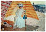 Joaquín Sorolla er som en spansk P.S. Krøyer, når han skildrer kvinder i hvide gevandter på stranden i solskin. Her er han mesterlig. 'Clotilde under solsejlet, Biarritz', 1906. Foto: Museo Sorolla