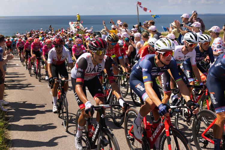 Tour de France-feltet var i Danmark i 2022. Fra 2025 er Roskilde startby i den danske World Tour-satsning.  Foto: Gregers Tycho/Ritzau Scanpix
