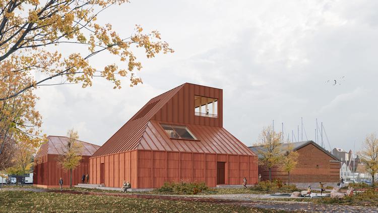 Øhavsmuseet forventes at stå færdigt med de nye udvidelser i 2026. Visualisering: Transform ApS og Pax Architects. Foto: Visualisering: Transform ApS og Pax Architects