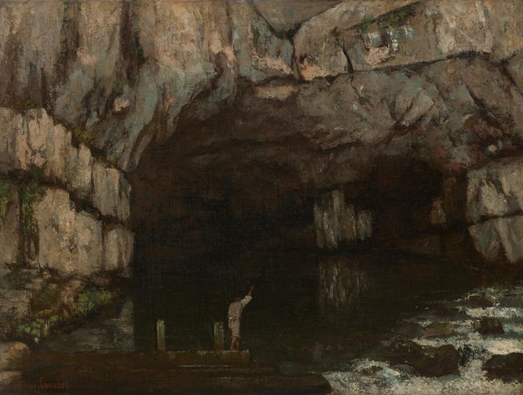 Den franske realismes supermaler Gustave Courbet havde et mellemværende med grotter. Han malede dem igen og igen. Denne i maleriet 'La Grotte de la Loue' er fra hans hjemegn i det østlige Frankrig og malet i 1864. Maleriet hænger i dag på National Art Gallery i Washinton, D.C. Foto: National Gallery of Art, Washington DC