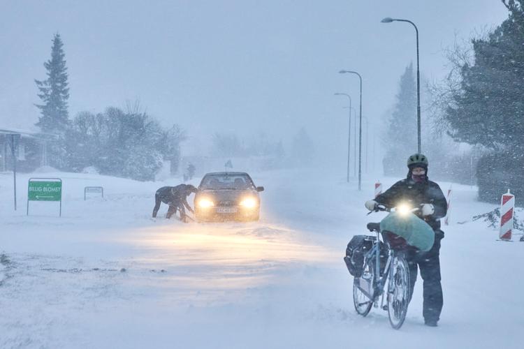 Snevejr i Aarhus, onsdag den 3. januar 2024. Foto: Mikkel Berg Pedersen/Ritzau Scanpix