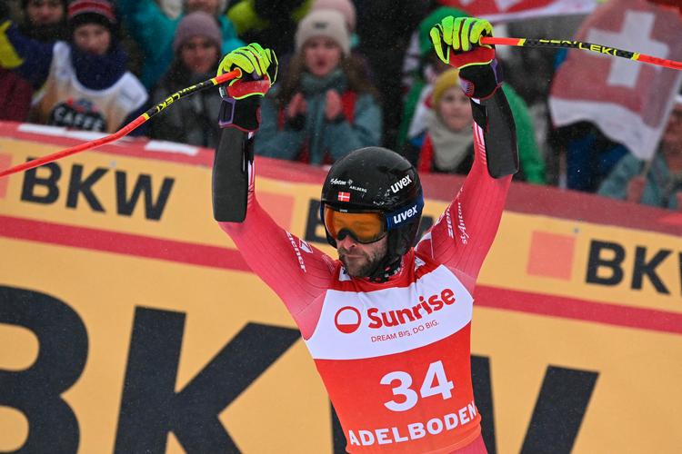 Christian Borgnæs i jubel, da han kom over målstregen.  Foto: Fabrice Coffrini/Ritzau Scanpix