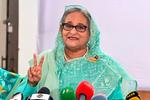  Sheikh Hasina fotograferet, da hun afgav sin stemme tidligere søndag i Dhaka.  Foto: -/Ritzau Scanpix