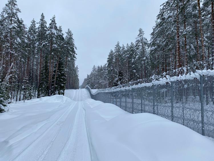 De baltiske landes grænsebeskyttelsen mod øst skal forstærkes, så de bedre kan modstå militære angreb med kampvogne. Her er hegnet mellem Letland og Belarus. Foto: Alexander Welscher/Ritzau Scanpix