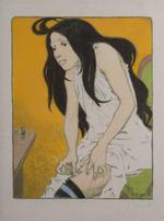 Tiden omkring 1900 var ren optur for plakatkunsten, men som denne plakat af Eugène Grasset fra 1897 viser, så handlede art nouveau-stilen ikke kun om skønhed. 'La morphinomane' hedder værket med den morfinafhængige kvinde.   Foto: Marianne Franke